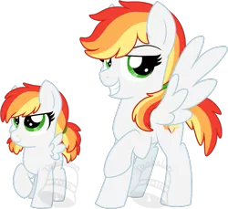 Size: 763x700 | Tagged: safe, artist:tambelon, derpibooru import, oc, oc:flying colors, unofficial characters only, pegasus, pony, female, filly, magical lesbian spawn, mare, offspring, parent:applejack, parent:rainbow dash, parents:appledash, simple background, solo, transparent background, watermark