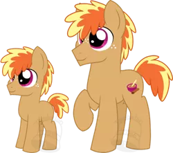 Size: 600x531 | Tagged: safe, artist:tambelon, derpibooru import, oc, oc:applesauce, unofficial characters only, earth pony, pony, colt, magical lesbian spawn, male, offspring, parent:applejack, parent:rainbow dash, parents:appledash, simple background, solo, stallion, transparent background, watermark