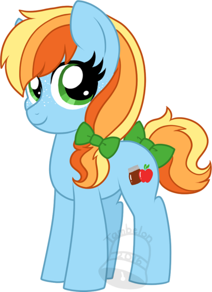 Size: 509x700 | Tagged: safe, artist:tambelon, derpibooru import, oc, oc:apple butter, unofficial characters only, earth pony, pony, female, magical lesbian spawn, mare, offspring, parent:applejack, parent:rainbow dash, parents:appledash, simple background, solo, transparent background, watermark