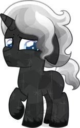 Size: 437x700 | Tagged: safe, artist:tambelon, derpibooru import, oc, oc:somber night, unofficial characters only, crystal pony, pony, unicorn, colt, male, offspring, parent:king sombra, parent:oc:opalescent pearl, parents:canon x oc, simple background, solo, transparent background, watermark