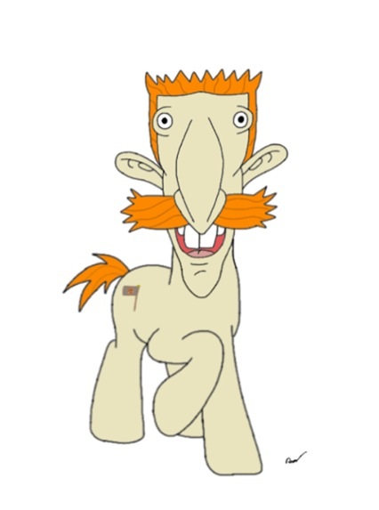 Size: 426x573 | Tagged: safe, artist:pizzamovies, derpibooru import, oc, oc:pizzamovies, ponified, unofficial characters only, pony, cutie mark, lightly watermarked, looking at you, meme, nigel thornberry, smiling, solo, watermark