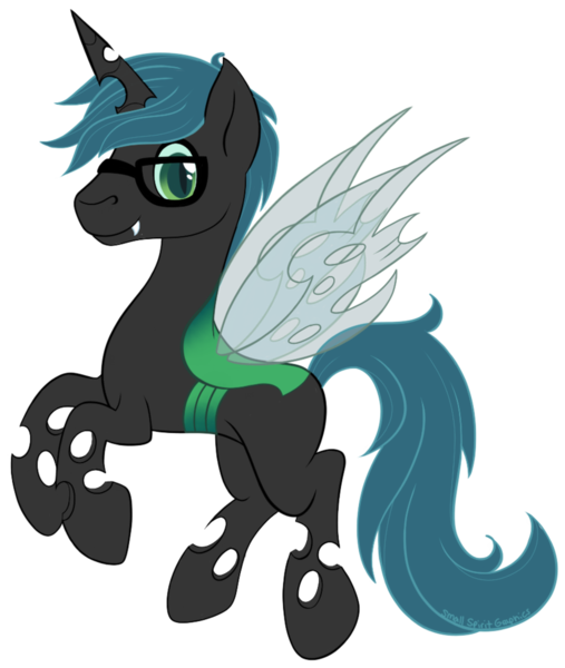 Size: 822x972 | Tagged: artist:smallspiritgraphics, changeling, changeling oc, commission, cute, derpibooru import, glasses, male, oc, oc:stratamax, safe, simple background, solo, unofficial characters only