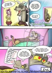 Size: 741x1048 | Tagged: artist:natsumemetalsonic, big breasts, breasts, busty fluttershy, cleavage, clothes, comic, comic:vore is magic too, comic:vore is magic too (side quest), derpibooru import, discord, female, fluttershy, human, humanized, off shoulder, suggestive, sweater, sweatershy, teleportation