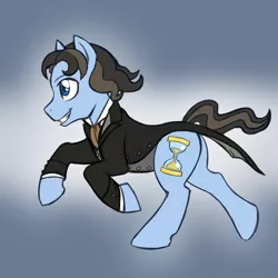 Size: 1440x1440 | Tagged: safe, artist:deyogee, derpibooru import, ponified, pony, clothes, crossover, doctor who, eighth doctor, paul mcgann, running, solo