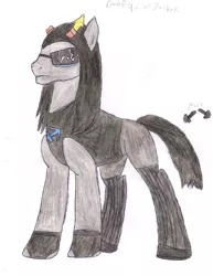 Size: 2550x3300 | Tagged: safe, artist:aridne, derpibooru import, ponified, pony, clothes, equius zahhak, homestuck, horns, solo, sunglasses, traditional art, troll