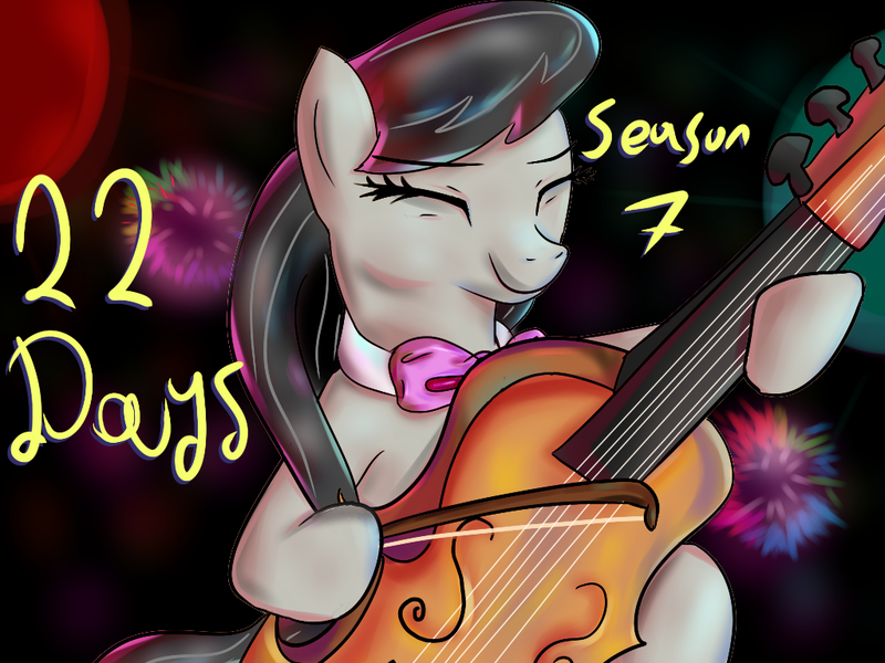 Size: 1024x768 | Tagged: artist:katakiuchi4u, cello, countdown to season 7, derpibooru import, eyes closed, musical instrument, octavia melody, part of a set, safe, season 7, smiling, solo