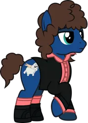 Size: 1181x1655 | Tagged: safe, artist:lightningbolt, derpibooru import, ponified, earth pony, pony, .svg available, clothes, curly mane, dance dance (song), fall out boy, from under the cork tree, frown, joe trohman, lidded eyes, male, raised hoof, shirt, shoes, simple background, socks, solo, stallion, suit, svg, transparent background, undershirt, vector