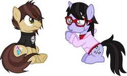 Size: 2336x1390 | Tagged: safe, artist:lightningbolt, derpibooru import, ponified, earth pony, pony, unicorn, .svg available, brendon urie, casual, clothes, confused, duo, hoodie, hoof hold, male, microphone, panic! at the disco, puffy cheeks, ryan ross, shirt, shocked, simple background, sitting, stallion, svg, t-shirt, transparent background, vector