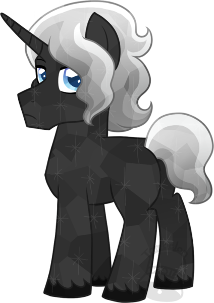 Size: 495x700 | Tagged: safe, artist:tambelon, derpibooru import, oc, oc:somber night, unofficial characters only, crystal pony, pony, unicorn, male, offspring, parent:king sombra, parent:oc:opalescent pearl, parents:canon x oc, simple background, solo, stallion, transparent background, watermark