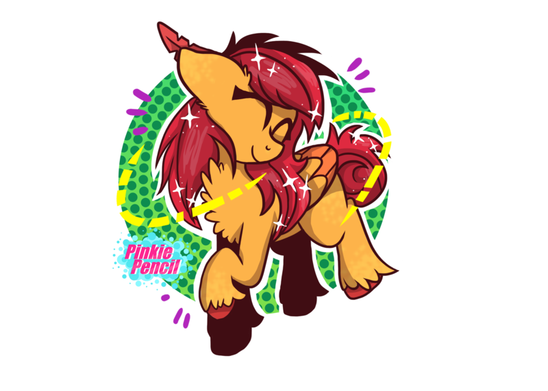 Size: 2100x1500 | Tagged: safe, artist:biskhuit, derpibooru import, oc, oc:melody sweetheart, unofficial characters only, pegasus, pony, eyes closed, female, mare, raised hoof, solo