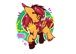 Size: 2100x1500 | Tagged: safe, artist:biskhuit, derpibooru import, oc, oc:melody sweetheart, unofficial characters only, pegasus, pony, eyes closed, female, mare, raised hoof, solo