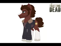 Size: 800x600 | Tagged: safe, artist:tambelon, derpibooru import, ponified, earth pony, pony, clothes, crossover, jacket, male, rick grimes, solo, stallion, the walking dead