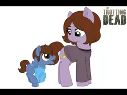 Size: 800x600 | Tagged: safe, artist:tambelon, derpibooru import, ponified, earth pony, pegasus, pony, clothes, colt, crossover, female, hershel rhee, maggie greene, maggie rhee, male, mare, mother and son, offspring, shirt, the walking dead