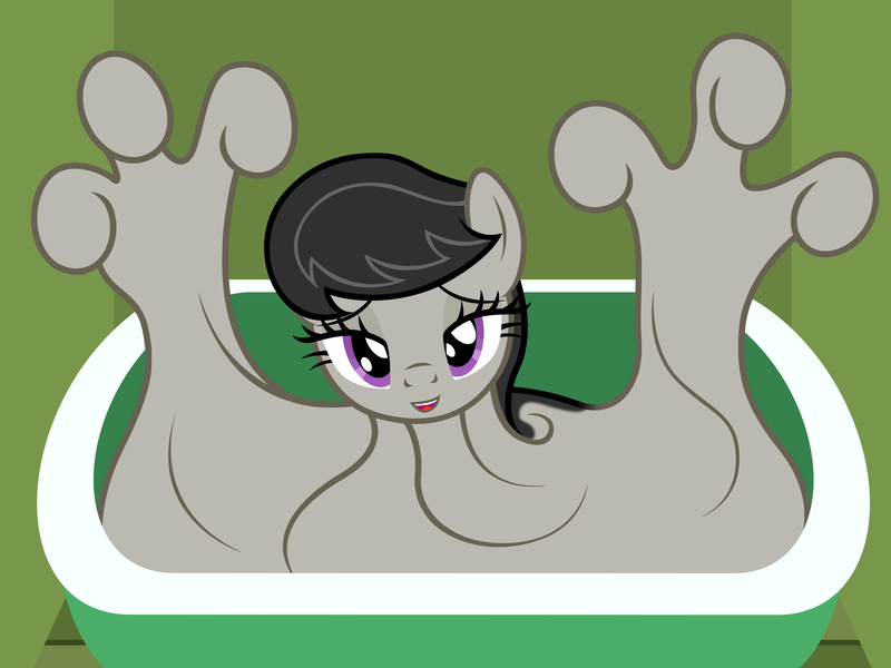 Size: 2978x2233 | Tagged: safe, artist:badumsquish, derpibooru import, octavia melody, goo pony, original species, slime girl, bath, bathtub, bedroom eyes, female, goo ponified, goo pony bath, grin, hand, impending doom, looking at you, meltavia, open mouth, shapeshifting, slime, smiling, solo, species swap