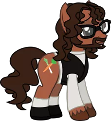Size: 1428x1563 | Tagged: safe, artist:lightningbolt, derpibooru import, ponified, earth pony, pony, .svg available, andy hurley, clothes, dance dance (song), facial hair, fall out boy, from under the cork tree, glasses, lidded eyes, male, piercing, shirt, shoes, simple background, socks, solo, stallion, svg, transparent background, undershirt, unshorn fetlocks, vector, vest, wavy mane