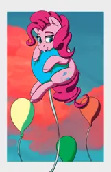 Size: 3850x5950 | Tagged: safe, artist:lula-moonarts, derpibooru import, pinkie pie, earth pony, pony, absurd resolution, balloon, cute, female, floating, mare, open mouth, solo, then watch her balloons lift her up to the sky