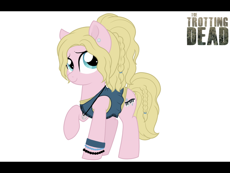 Size: 800x600 | Tagged: safe, artist:tambelon, derpibooru import, ponified, earth pony, pony, beth greene, bracelet, clothes, crossover, female, jewelry, mare, necklace, shirt, solo, the walking dead