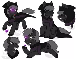 Size: 1024x800 | Tagged: safe, artist:tambelon, derpibooru import, oc, oc:thanatos, unofficial characters only, earth pony, pony, cloak, clothes, expressions, male, scar, sketch, sketch dump, solo, stallion, watermark