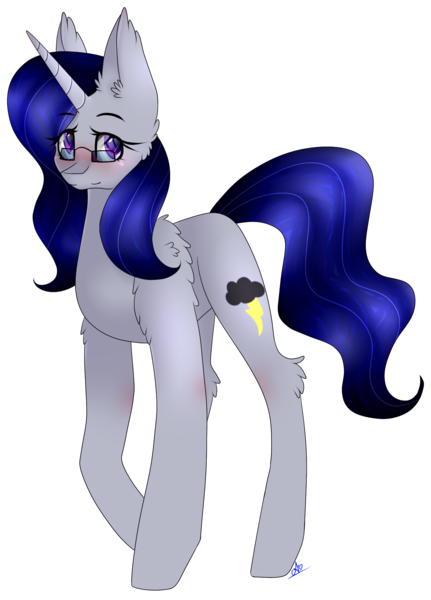 Size: 1297x1805 | Tagged: safe, artist:alithecat1989, derpibooru import, oc, oc:thunderstorm, unofficial characters only, pony, unicorn, blushing, ear fluff, female, fluffy, glasses, mare, simple background, solo, transparent background, unicorn oc