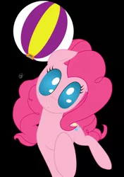 Size: 750x1066 | Tagged: safe, artist:deadsteeledwardelric, artist:ethereal-desired, derpibooru import, pinkie pie, pony, balloon, beach ball, black background, simple background, solo