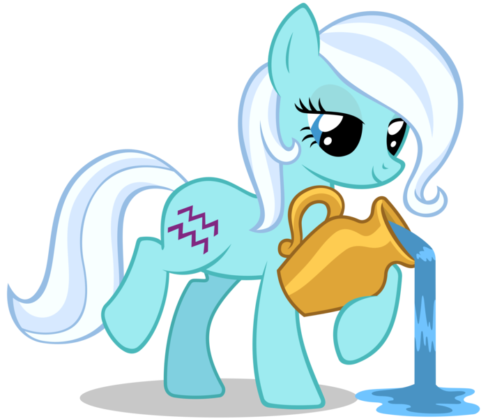 Size: 5833x5000 | Tagged: safe, artist:3luk, derpibooru import, oc, oc:aquarius, unofficial characters only, earth pony, pony, absurd resolution, aquarius, female, jug, lidded eyes, mare, ponyscopes, simple background, solo, transparent background, vector, water, zodiac