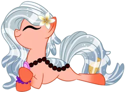 Size: 1024x756 | Tagged: safe, artist:slasharu, derpibooru import, oc, oc:island tide, unofficial characters only, original species, pond pony, pony, eyes closed, female, mare, prone, simple background, smiling, solo, transparent background