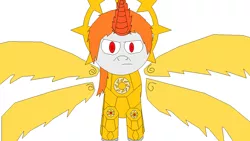 Size: 1152x648 | Tagged: safe, artist:jacksonhacker, derpibooru import, oc, oc:edward blaze, unofficial characters only, pony, unicorn, angel, archangel, armor, ethereal wings, fantasy class, halo, knight, magic, ms paint, praise the sun, religion, solar empire, solo, spikes, sun, warrior