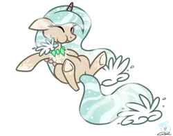 Size: 1024x801 | Tagged: safe, artist:iheartjapan789, derpibooru import, oc, oc:marble cove, unofficial characters only, original species, pond pony, pony, unicorn, eyes closed, female, mare, puffy cheeks, simple background, solo, transparent background