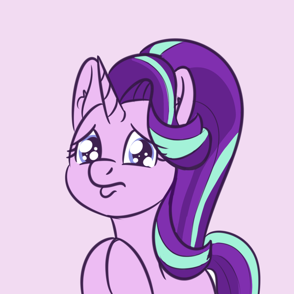 Size: 1000x1000 | Tagged: safe, artist:yakoshi, derpibooru import, starlight glimmer, pony, unicorn, cute, eye shimmer, female, glimmerbetes, hooves together, looking at you, mare, pouting, sad, solo