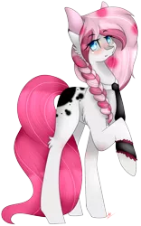 Size: 1126x1810 | Tagged: safe, artist:alithecat1989, derpibooru import, oc, oc:amy, unofficial characters only, earth pony, pony, braid, cute, female, mare, necktie, raised hoof, simple background, solo, transparent background