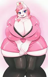 Size: 2548x4096 | Tagged: absurd resolution, anthro, artist:braffy, bbw, big breasts, bra, breasts, busty nurse redheart, cleavage, clothes, derpibooru import, fat, female, huge breasts, huge butt, impossibly large breasts, impossibly large butt, impossibly large thighs, large butt, nurse redheart, nurse roundheart, small head, socks, solo, solo female, suggestive, thigh highs, thunder thighs, underwear, wide hips