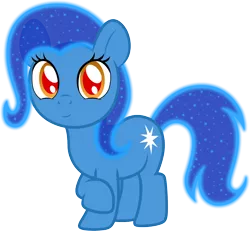 Size: 2066x1912 | Tagged: safe, artist:badumsquish, derpibooru import, oc, oc:ursalia, unofficial characters only, hybrid, original species, colored pupils, crack ship offspring, ethereal mane, female, filly, foal, happy, implied bestiality, interspecies offspring, offspring, parent:trixie, parent:ursa minor, parents:urxie, raised leg, red eyes, smiling, solo, starry mane, things breeding that should not breed, transparent mane