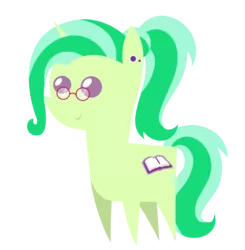Size: 396x404 | Tagged: safe, artist:limedreaming, derpibooru import, oc, oc:paige turner, unofficial characters only, pony, unicorn, female, glasses, mare, piercing, pointy ponies