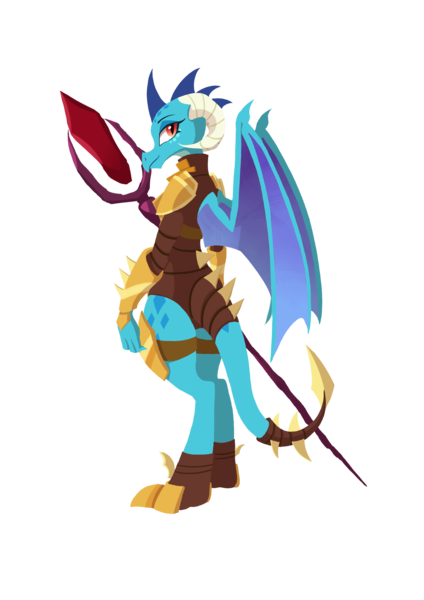 Size: 1500x2125 | Tagged: armor, artist:l8lhh8086, bloodstone scepter, derpibooru import, dragon, princess ember, safe, simple background, solo, transparent background