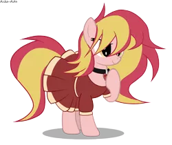 Size: 5254x4418 | Tagged: safe, artist:asika-aida, derpibooru import, oc, oc:fire lilly, unofficial characters only, earth pony, pony, absurd resolution, clothes, cute, female, jewelry, mare, necklace, simple background, skirt, skirt lift, solo, transparent background