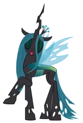 Size: 3545x5275 | Tagged: absurd resolution, artist:3luk, derpibooru import, eyes closed, queen chrysalis, raised hoof, safe, simple background, solo, transparent background, vector