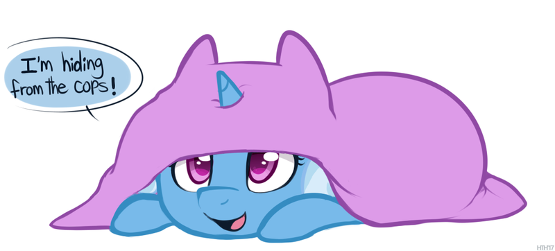 Size: 1086x491 | Tagged: safe, artist:higgly-chan, derpibooru import, trixie, pony, unicorn, blanket, cute, dialogue, diatrixes, open mouth, prone, simple background, solo, white background