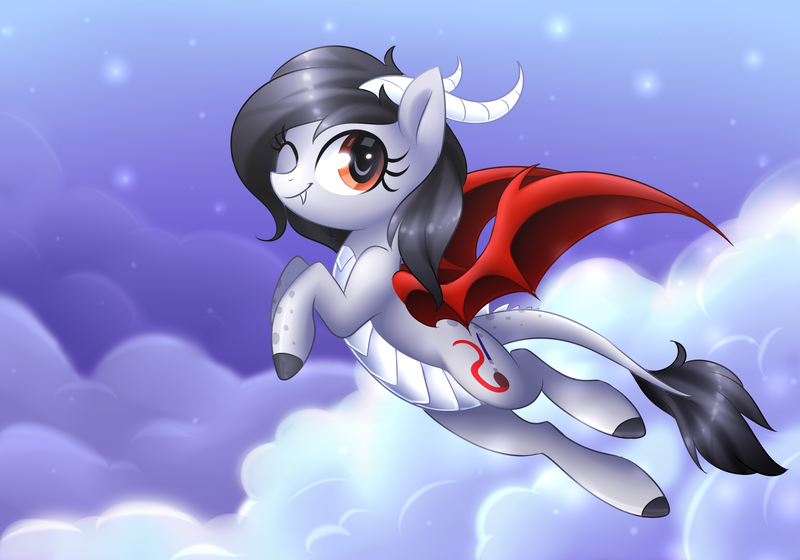 Size: 3000x2100 | Tagged: safe, artist:scarlet-spectrum, derpibooru import, oc, oc:scarlet spectrum, unofficial characters only, dracony, hybrid, female, flying, solo