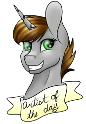 Size: 540x775 | Tagged: safe, artist:marsh-mal-oh, derpibooru import, oc, unofficial characters only, pony, unicorn, amino, artist of the day, banner, bust, equestria amino, full color, ponysona, simple background, solo, transparent background