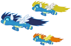 Size: 4627x3000 | Tagged: safe, artist:brony-works, derpibooru import, blaze, blue blazes, surprise, pony, absurd resolution, flying, simple background, transparent background, vector, wonderbolts