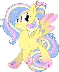 Size: 1024x1263 | Tagged: safe, artist:slasharu, derpibooru import, oc, oc:buttons, unofficial characters only, pegasus, pony, female, mare, multicolored hair, rainbow power, rainbow power-ified, simple background, smiling, solo, transparent background