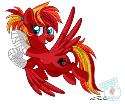 Size: 1265x1050 | Tagged: safe, artist:iheartjapan789, derpibooru import, oc, oc:fire strike, unofficial characters only, pegasus, pony, female, flying, grin, mare, simple background, smiling, solo, transparent background