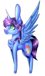 Size: 789x1345 | Tagged: safe, artist:xxmissteaxx, derpibooru import, oc, oc:celestial lights, unofficial characters only, alicorn, pony, chest fluff, female, mare, simple background, solo, spread wings, transparent background, wings