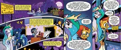 Size: 1872x782 | Tagged: safe, artist:brendahickey, derpibooru import, idw, king sombra, princess celestia, princess luna, star swirl the bearded, sunburst, alicorn, pony, legends of magic, spoiler:comic, female, good king sombra, mare