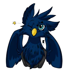 Size: 512x512 | Tagged: safe, artist:allocen, derpibooru import, oc, oc:eid, unofficial characters only, gryphon, eared griffon, fluffy, male, one eye closed, smiling, solo, telegram sticker, wings, wink