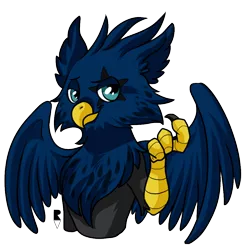 Size: 512x512 | Tagged: safe, artist:allocen, derpibooru import, oc, oc:eid, unofficial characters only, gryphon, beckoning, claws, eared griffon, fluffy, male, simple background, smug, solo, taunting, telegram sticker, transparent background, wings