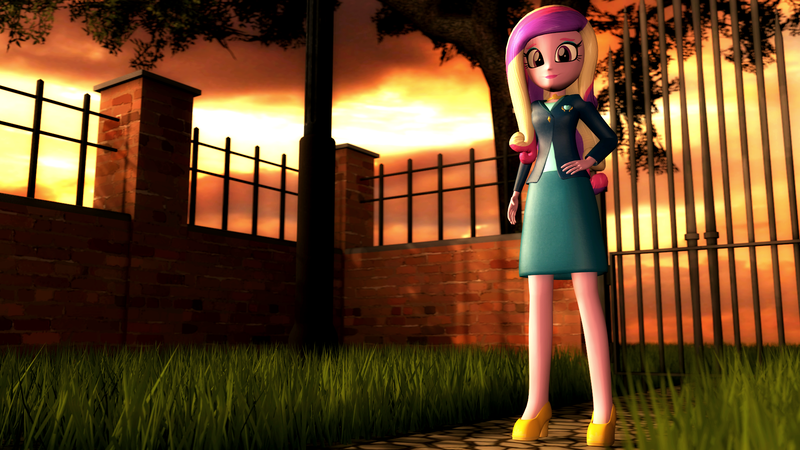 Size: 1920x1080 | Tagged: safe, artist:razethebeast, derpibooru import, princess cadance, equestria girls, 3d, clothes, dean cadance, high heels, looking at you, scenery, shoes, skirt, solo, source filmmaker