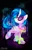Size: 600x927 | Tagged: safe, artist:karzii, derpibooru import, vinyl scratch, pony, unicorn, dancing, female, glow rings, grin, image, mare, png, signature, smiling, solo, vinyl's glasses