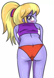 Size: 2125x3070 | Tagged: suggestive, artist:sumin6301, derpibooru import, cloudy kicks, equestria girls, adorasexy, ass, blushing, clothes, cute, female, looking at you, looking back, looking back at you, orange underwear, panties, ponytail, rear view, sexy, simple background, solo, solo female, sports bra, underwear, white background