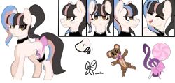 Size: 1247x593 | Tagged: safe, artist:xxmissteaxx, derpibooru import, oc, oc:melanie martinez, unofficial characters only, earth pony, pony, bow, choker, female, garter, mare, reference sheet, solo, tail bow